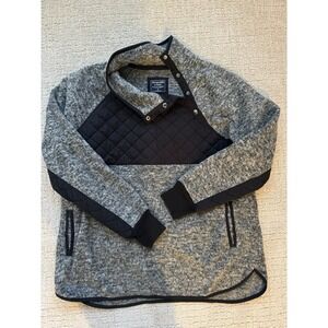 Abercrombie & Fitch Cozy Deep Pile Fleece Quilted Snap Up Jacket Gray Size xl